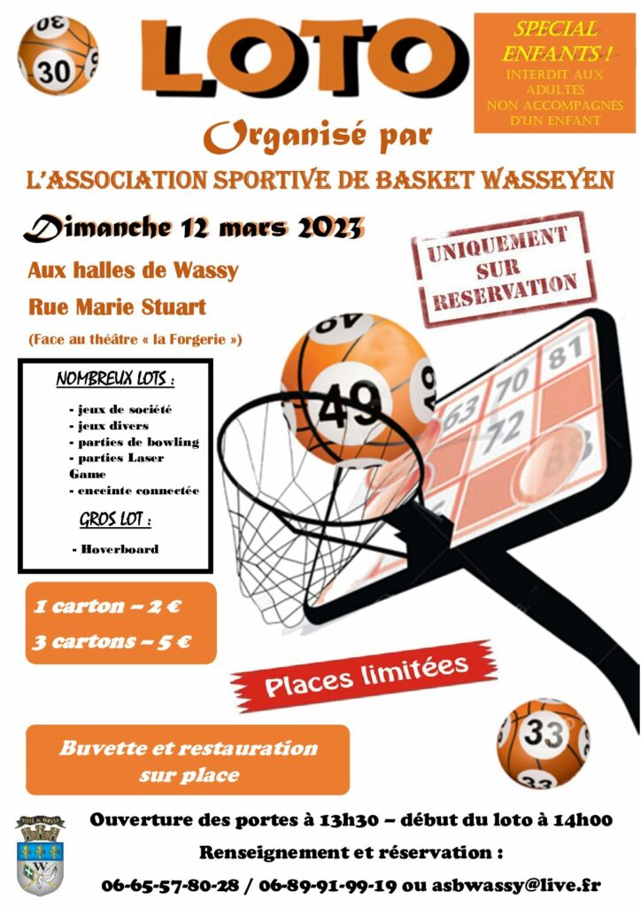 Le Basket organise un loto pour les enfants ! www.wassy.fr