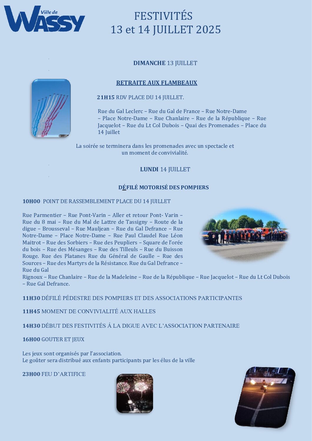 Programme des festivités des 13 et 14 juillet
