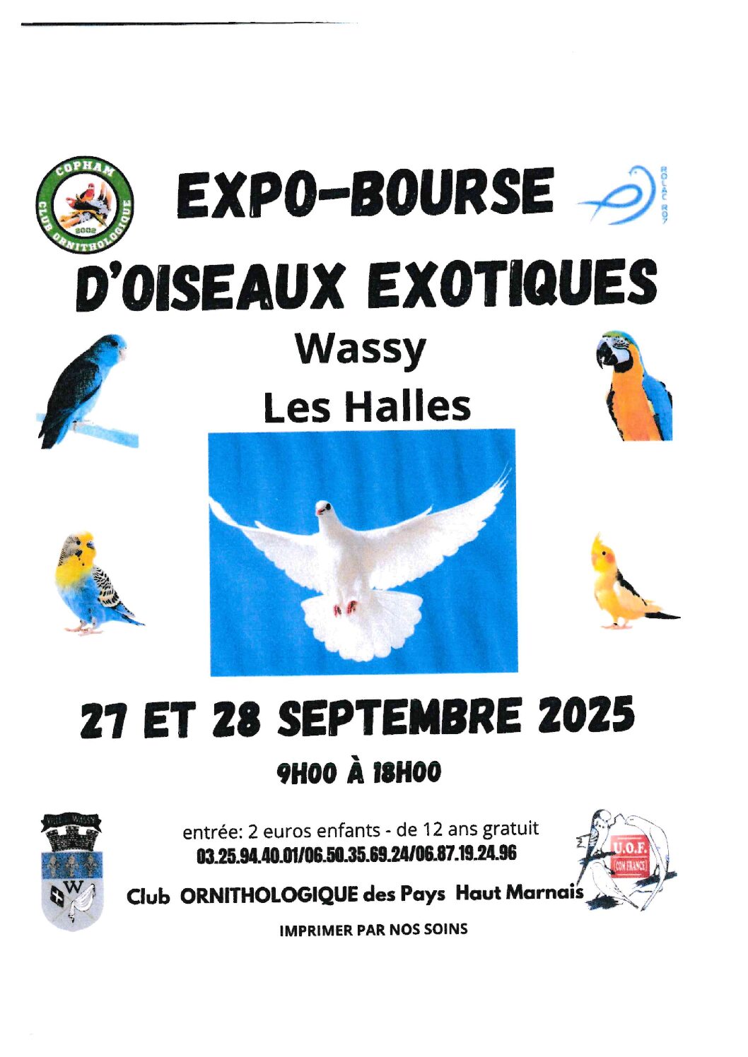 Exposition d'oiseaux exotiques les 27 et 28 septembre