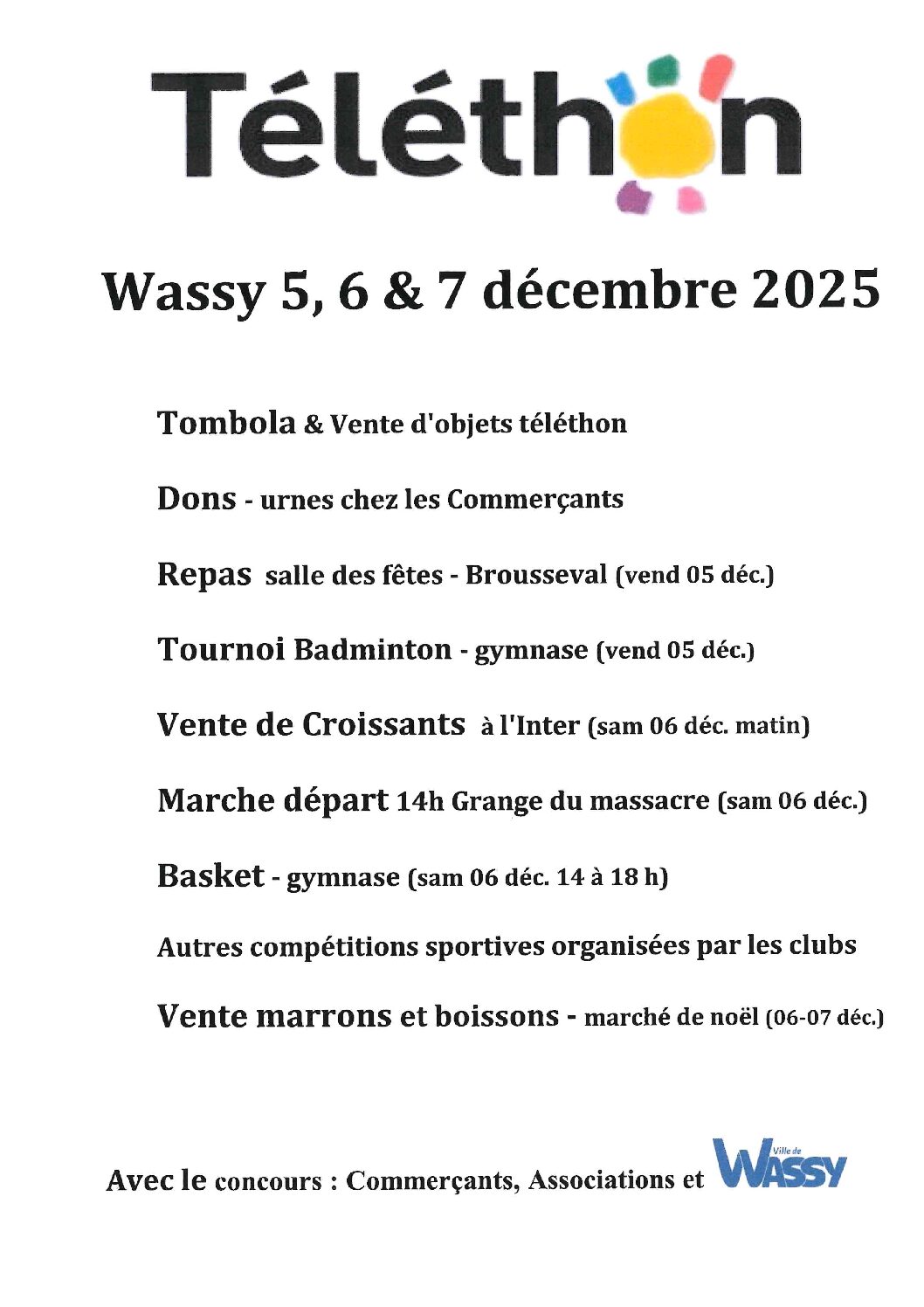 Téléthon les 5, 6 et 7 décembre